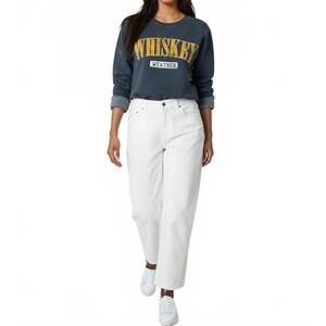 NEW HRT & LUV whiskey weather graphic sweatshirt in mineral navy